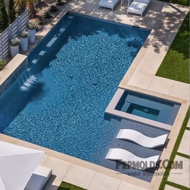 Vacuum forming swimming pool mold, finished swimming pool