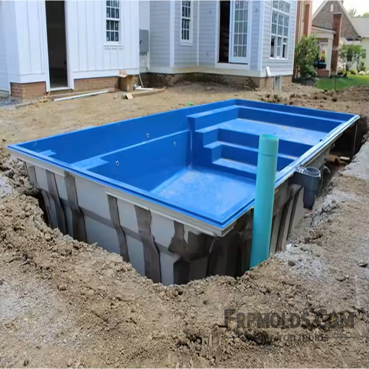 Vacuum forming swimming pool mold, finished swimming pool